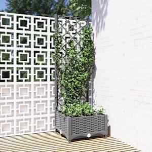 Cvetlično korito z oporno mrežo svetlo sivo 40x40x121,5 cm PP