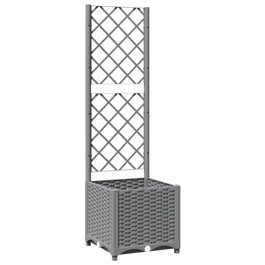 vidaXL Zahradní truhlík s treláží světle šedý 40 x 40 x 136 cm PP