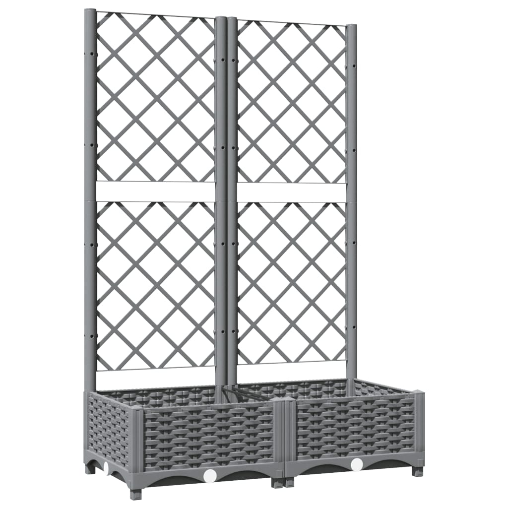 vidaXL Zahradní truhlík s treláží světle šedý 80 x 40 x 121,5 cm PP