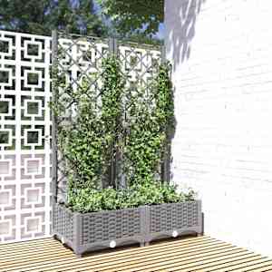 Cvetlično korito z oporno mrežo svetlo sivo 80x40x121,5 cm PP