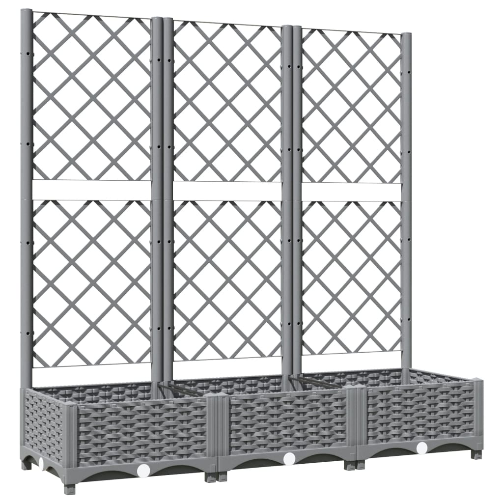 vidaXL Zahradní truhlík s treláží světle šedý 120 x 40 x 121,5 cm PP