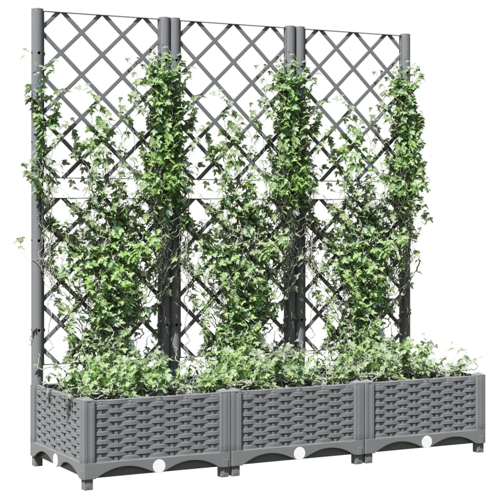 vidaXL Záhradný kvetináč s mriežkou bledosivý 120x40x121,5 cm PP