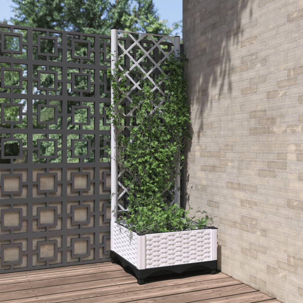 vidaXL plantekasse med espalier 40x40x121,5 cm PP hvid