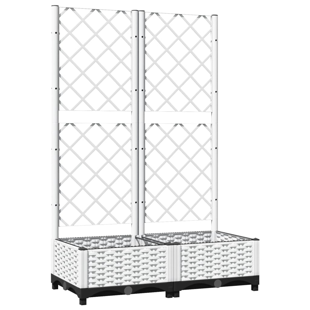 vidaXL Zahradní truhlík s treláží bílý 80 x 40 x 121,5 cm PP