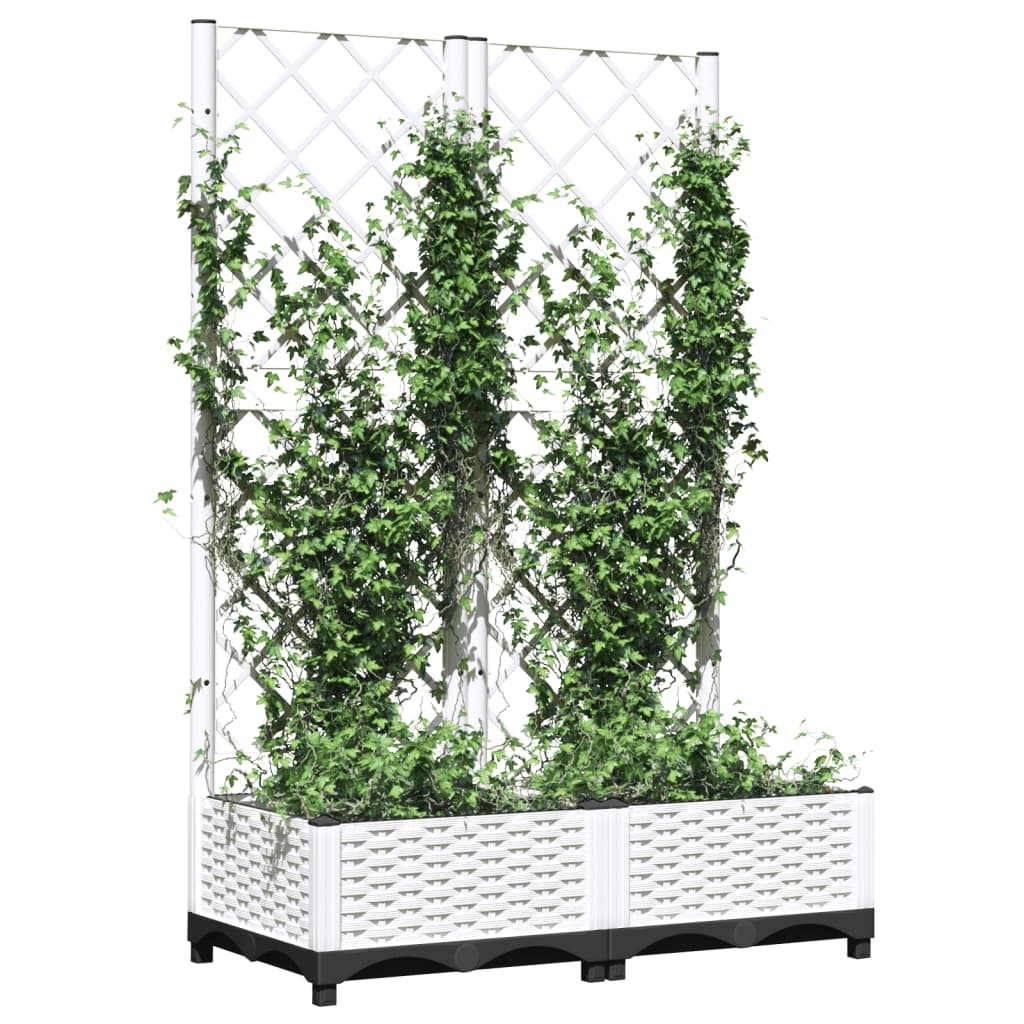 vidaXL Záhradný kvetináč s mriežkou biely 80x40x121,5 cm PP