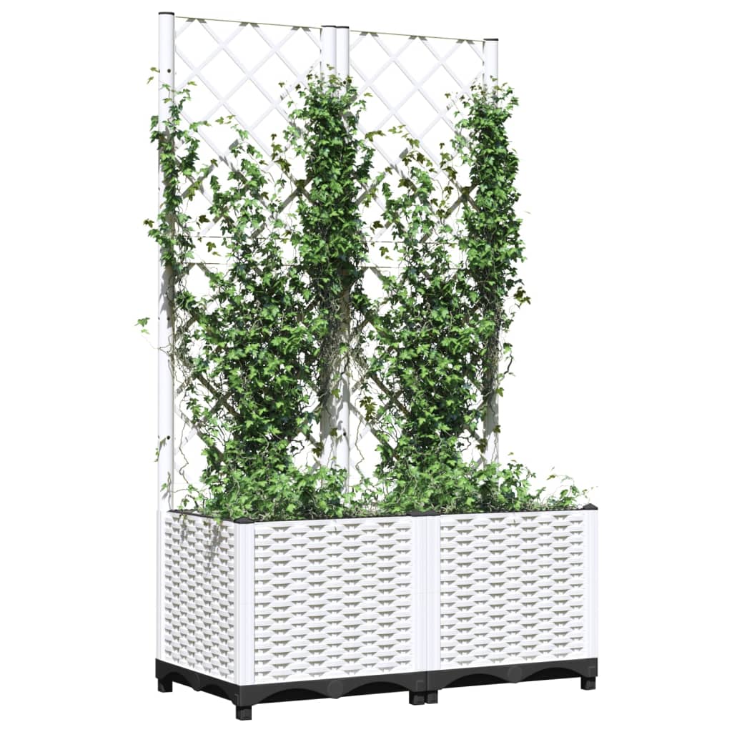 vidaXL Jardinieră de grădină cu spalier, alb, 80x40x136 cm, PP