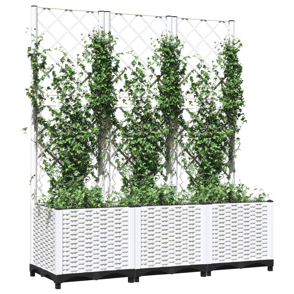 vidaXL Záhradný kvetináč s mriežkou biely 120x40x136 cm PP