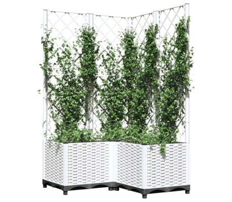 Gecheer Fioriera Con Graticcio Bianco 120x120x136 Cm - Letto Rialzato Per Piante Rampicanti Da Esterno