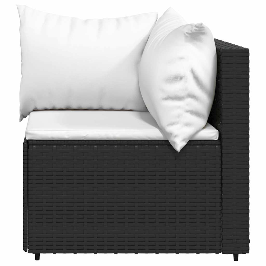 vidaXL Tuinhoekbank met kussens poly rattan zwart afbeelding