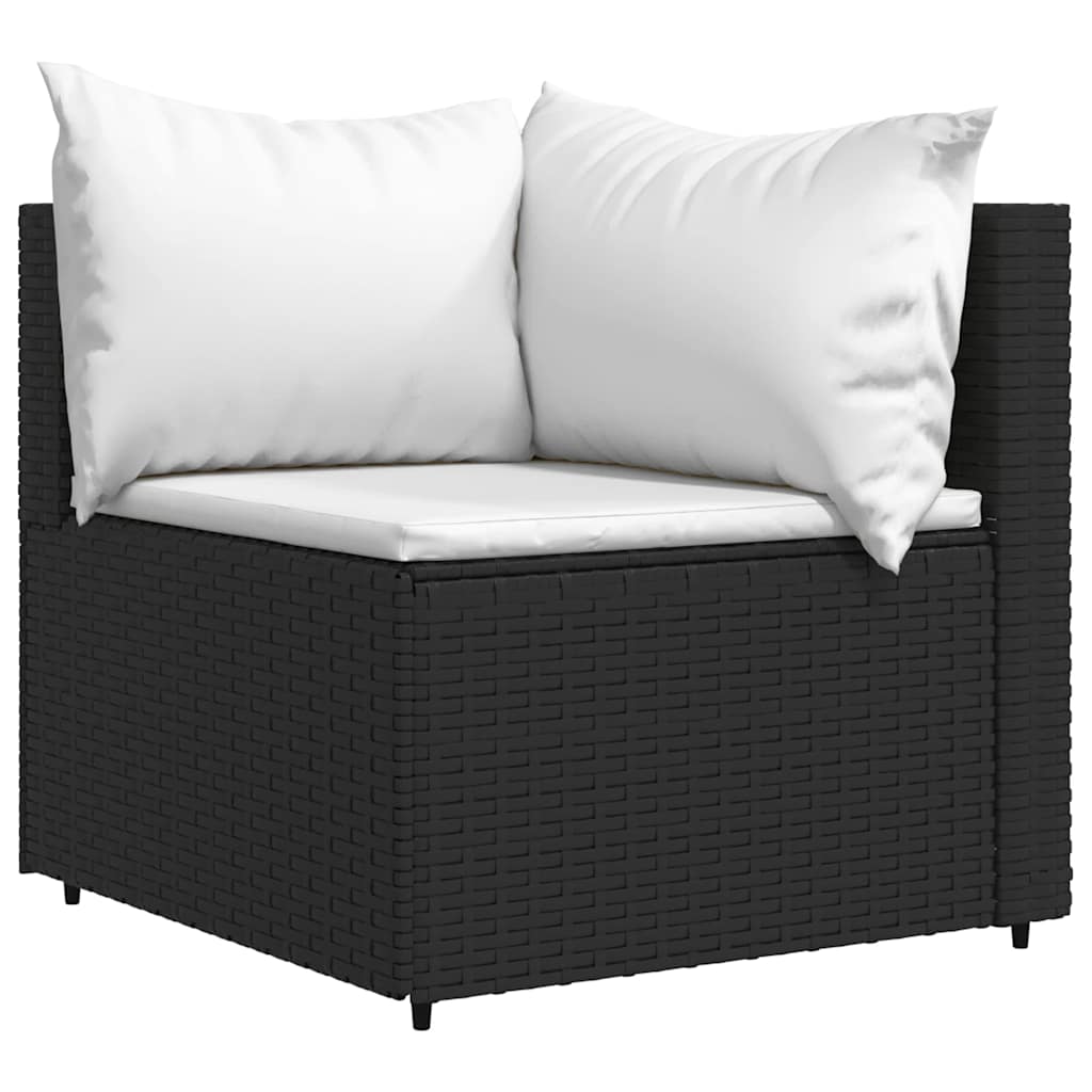 vidaXL Tuinhoekbanken met kussens 2 st poly rattan zwart afbeelding