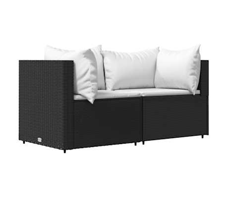 vidaXL Patio Lounge Set Black and White Poly Rattan