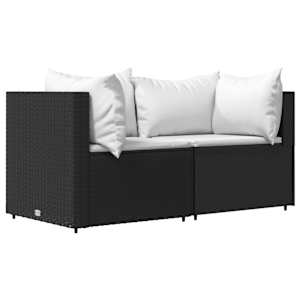 vidaXL Patio Lounge Set Black and White Poly Rattan