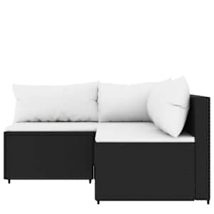 vidaXL 3 Hluta Gar&eth;s&oacute;fasett me&eth; Sessum Svart P&oacute;l&yacute;rattan