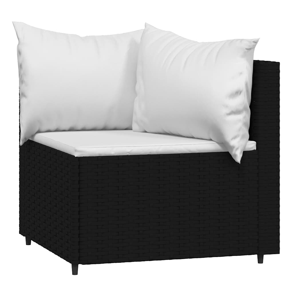 vidaXL Tuinhoekbanken met kussens 2 st poly rattan zwart afbeelding