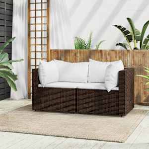 Vrtni kotni kavči z blazinami 2 kosa rjav poli ratan