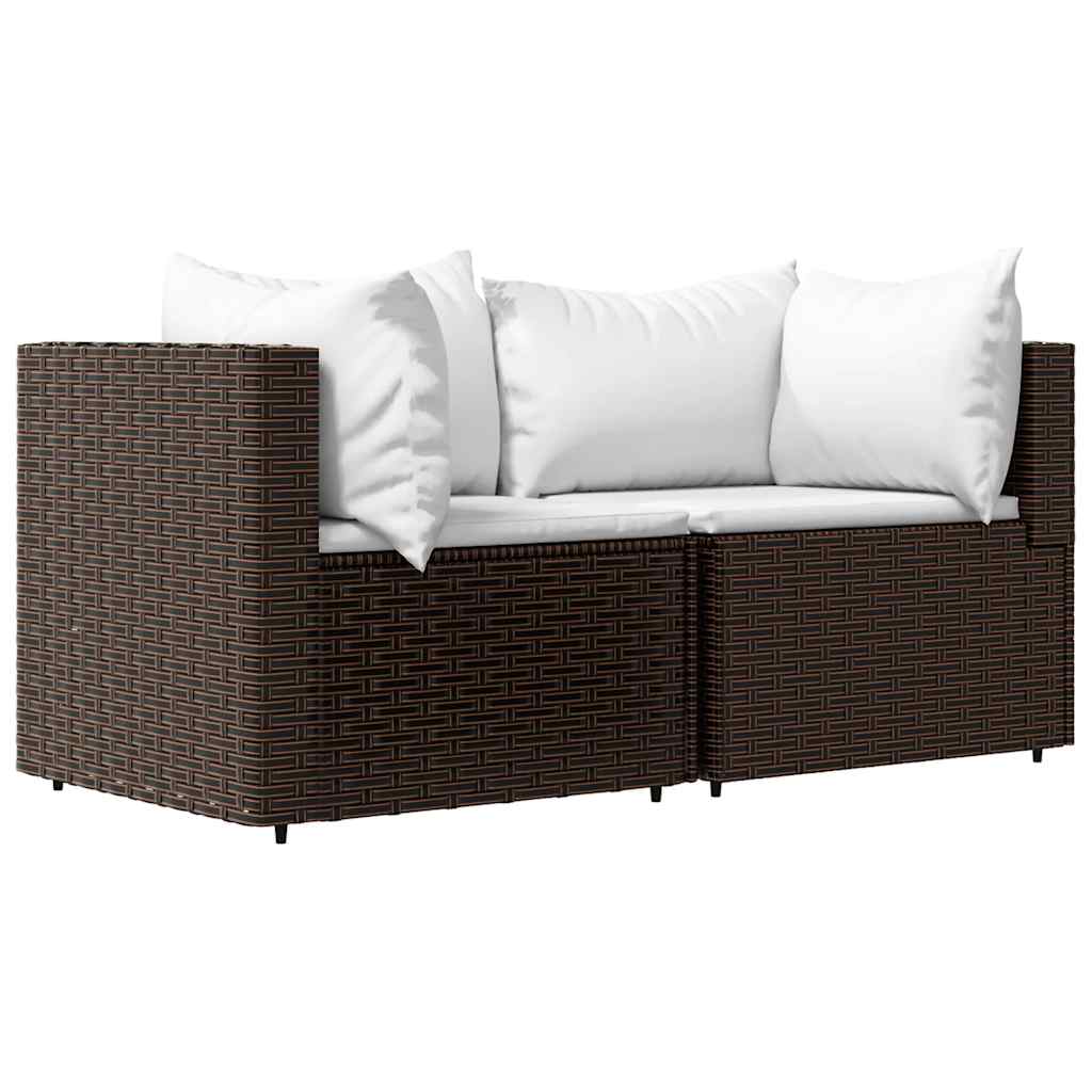vidaXL 3 részes barna polyrattan kerti ülőgarnitúra párnával
