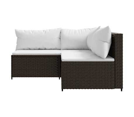 vidaXL 3-delige Loungeset met kussens poly rattan bruin