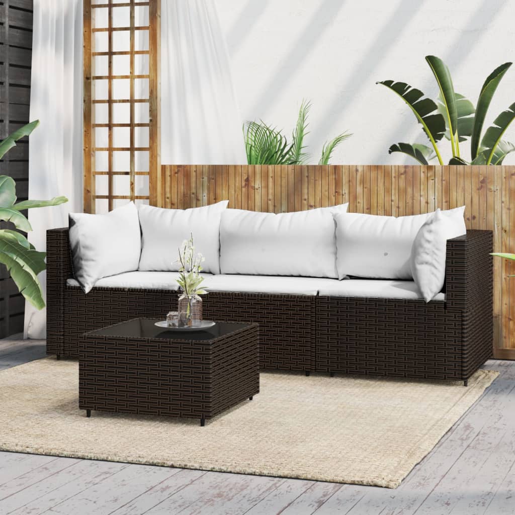 Zestaw wypoczynkowy ogrodowy brązowy rattan PE 75x57,5cm