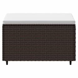 Sgabello Da Giardino VidaXL Con Cuscino - Nero, In Polyrattan E Acciaio, Dimensioni 55x55x37 Cm, Portata 110 Kg