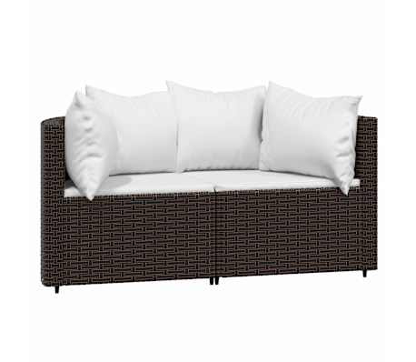 vidaXL 3-delige Loungeset met kussens poly rattan bruin