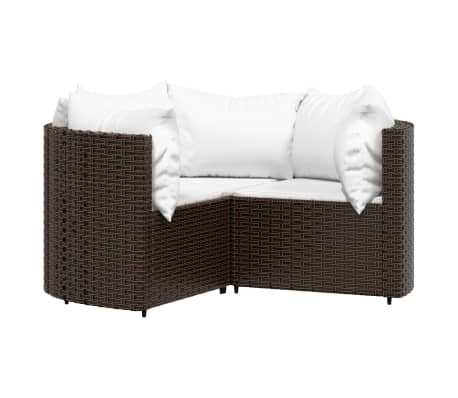 vidaXL Salon de jardin 4 pcs avec coussins Marron R&eacute;sine tress&eacute;e
