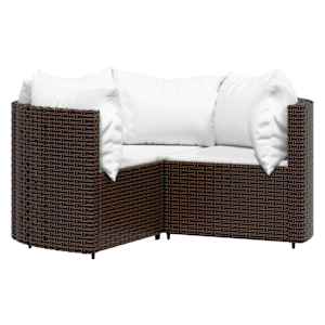 vidaXL Salon de jardin 4 pcs avec coussins Marron R&eacute;sine tress&eacute;e