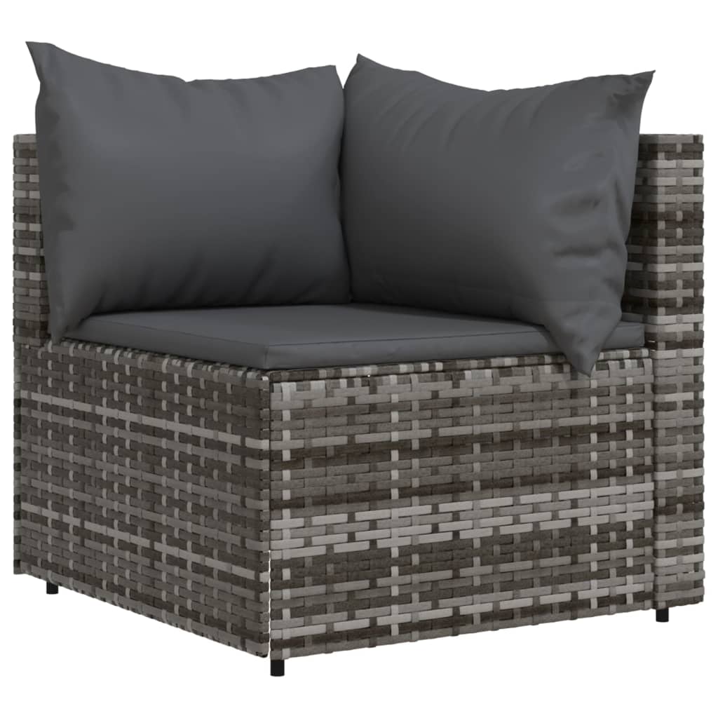 vidaXL Tuinhoekbanken met kussens 2 st poly rattan grijs