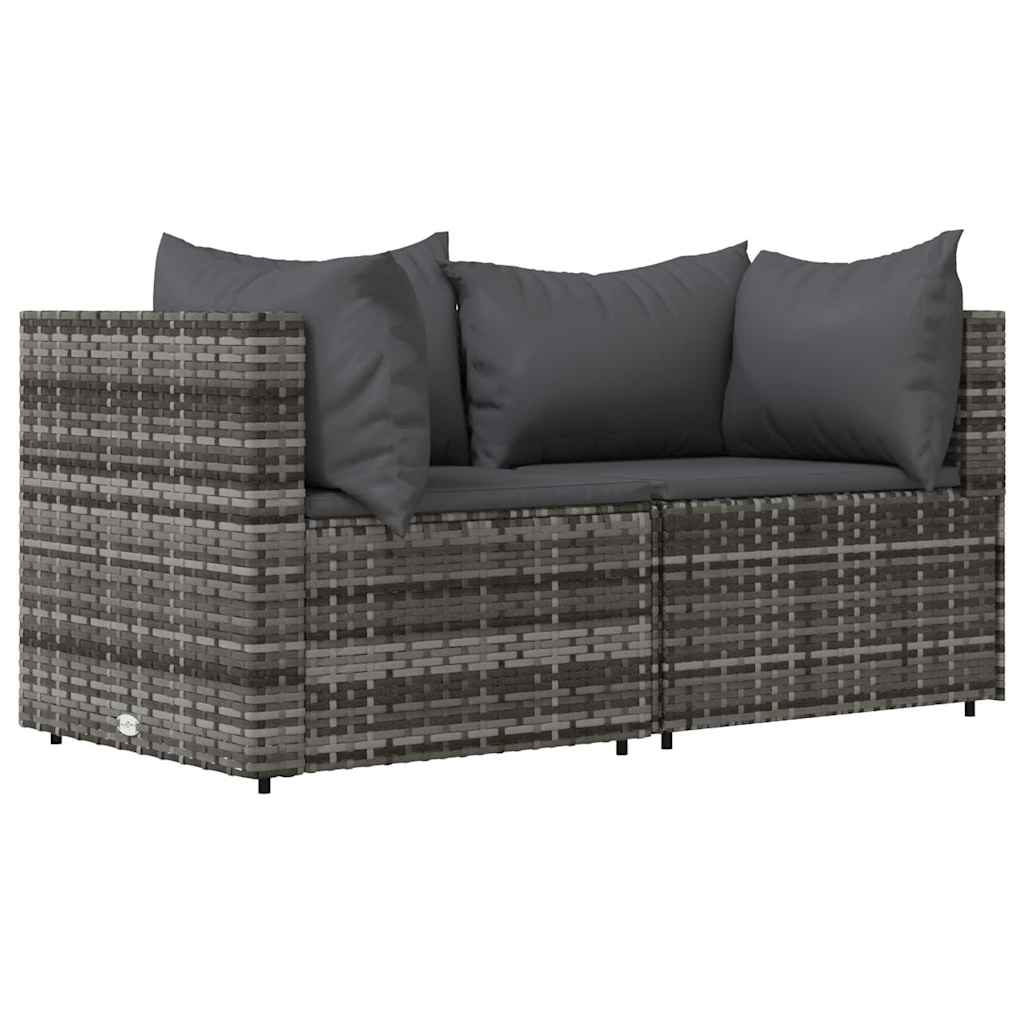 Thumbnail - vidaXL 3-tlg. Garten-Lounge-Set mit Kissen Grau Poly Rattan