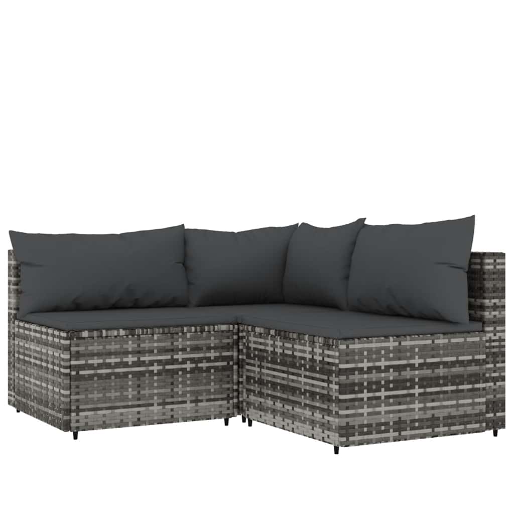 vidaXL 4 részes szürke polyrattan kerti ülőgarnitúra párnákkal