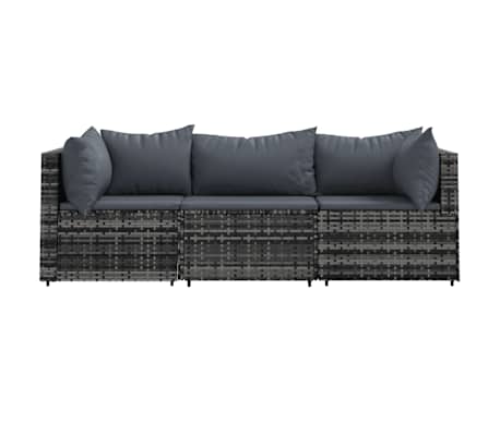 vidaXL Loungegrupp med dynor 3 delar konstrottning gr&aring;