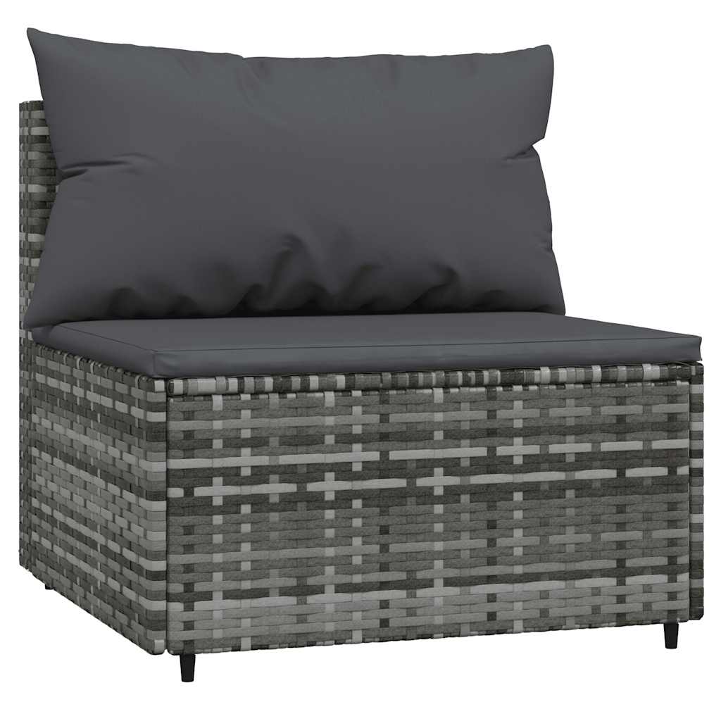 Thumbnail - vidaXL Garten-Mittelsofas mit Kissen 2 Stk. Grau Poly Rattan