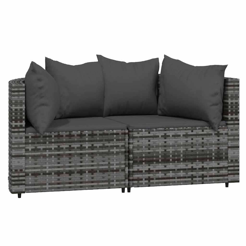vidaXL 3-delige Loungeset met kussens poly rattan grijs afbeelding