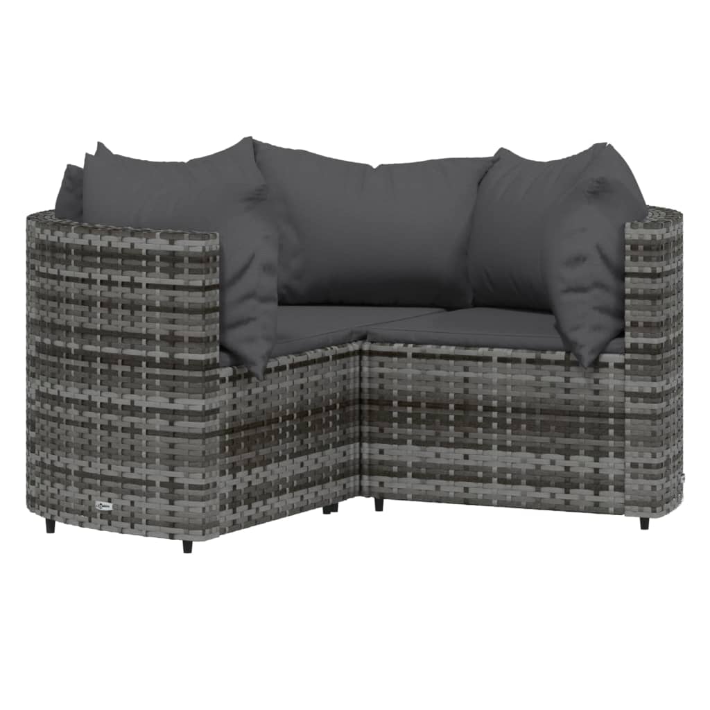 vidaXL 4-delige Loungeset met kussens poly rattan grijs afbeelding