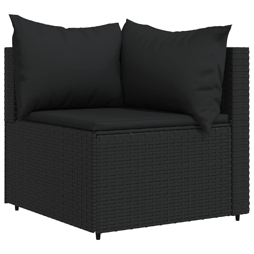 vidaXL Tuinhoekbanken met kussens 2 st poly rattan zwart afbeelding