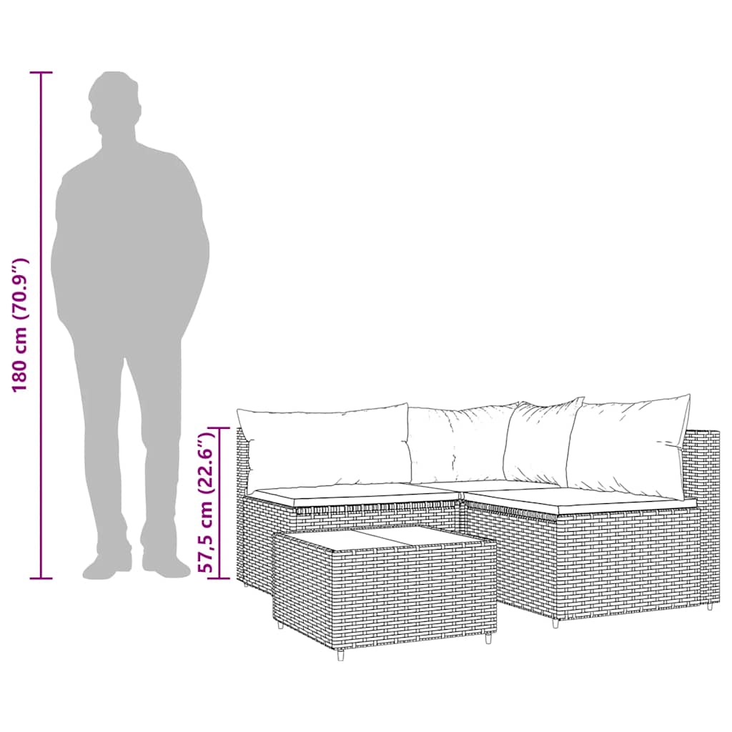 Patio Furniture Outdoor Sofa Sectional Sofa with Cushions Poly Rattan vidaXL - Picture 24 of 108