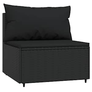 vidaXL Canap&eacute;s centraux de jardin et coussins 2pcs Noir R&eacute;sine tress&eacute;e