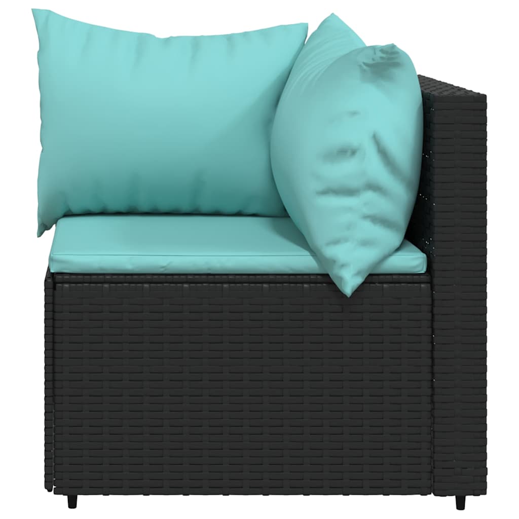 Thumbnail - vidaXL Garten-Ecksofa mit Kissen Schwarz Poly Rattan