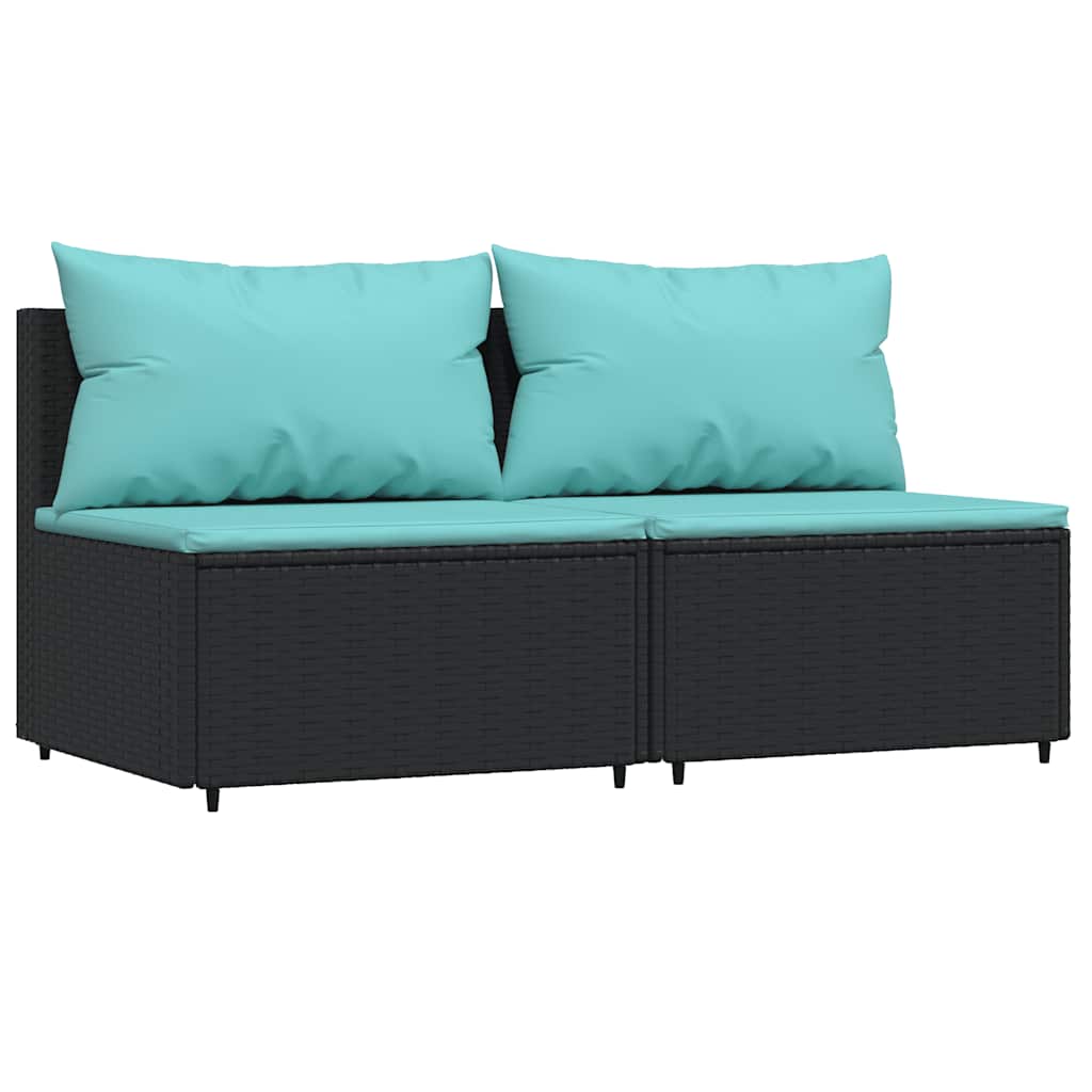 Thumbnail - vidaXL 3-tlg. Garten-Lounge-Set mit Kissen Schwarz Poly Rattan