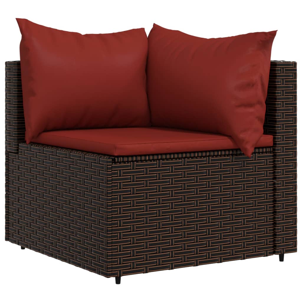 Image of vidaXL Garden Corner Sofa with Cushions Brown Poly Rattan