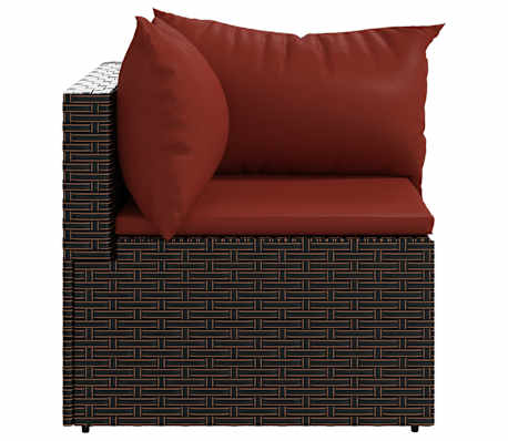 vidaXL Canap&eacute; d'angle de jardin avec coussins marron r&eacute;sine tress&eacute;e