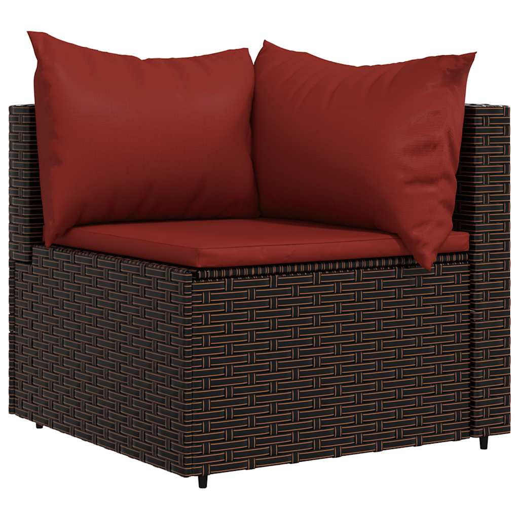 Thumbnail - vidaXL Garten-Ecksofas mit Kissen 2 Stk. Braun Poly Rattan