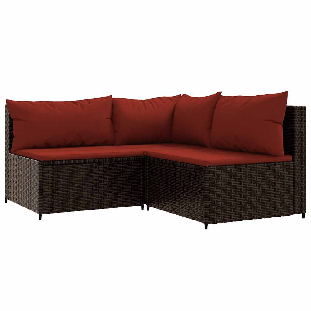 vidaXL 4-delige Loungeset met kussens poly rattan bruin afbeelding