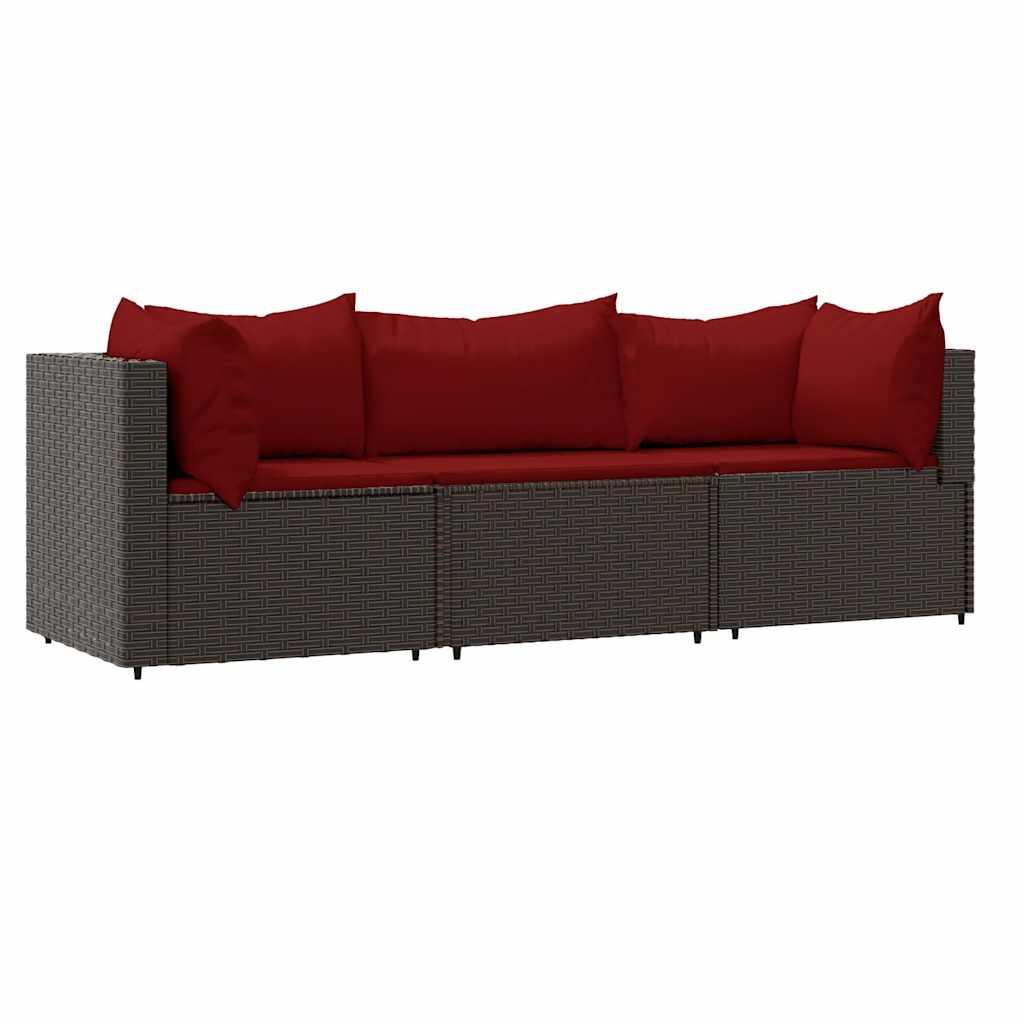 Thumbnail - vidaXL 3-tlg. Garten-Lounge-Set mit Kissen Braun Poly Rattan