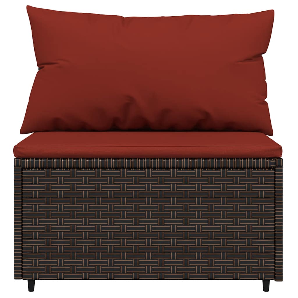 vidaXL Tuinmiddenbank met kussens poly rattan bruin afbeelding