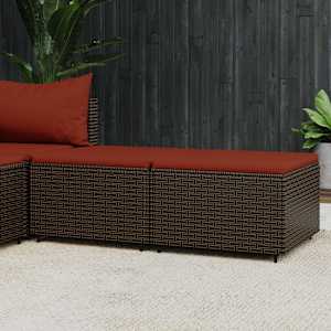 Vrtni stolčki za noge z blazino 2 kosa rjav poli ratan