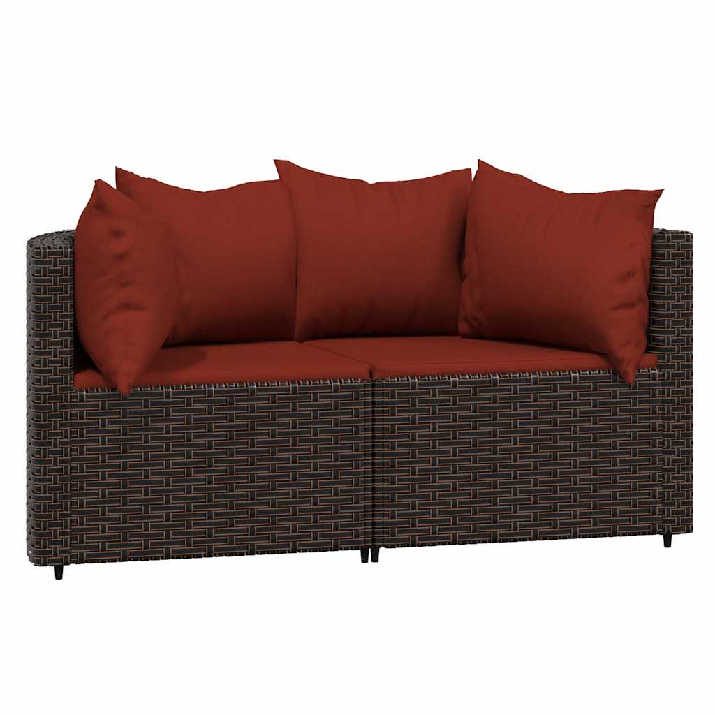 Thumbnail - vidaXL Garten-Ecksofas mit Kissen 2 Stk. Braun Poly Rattan