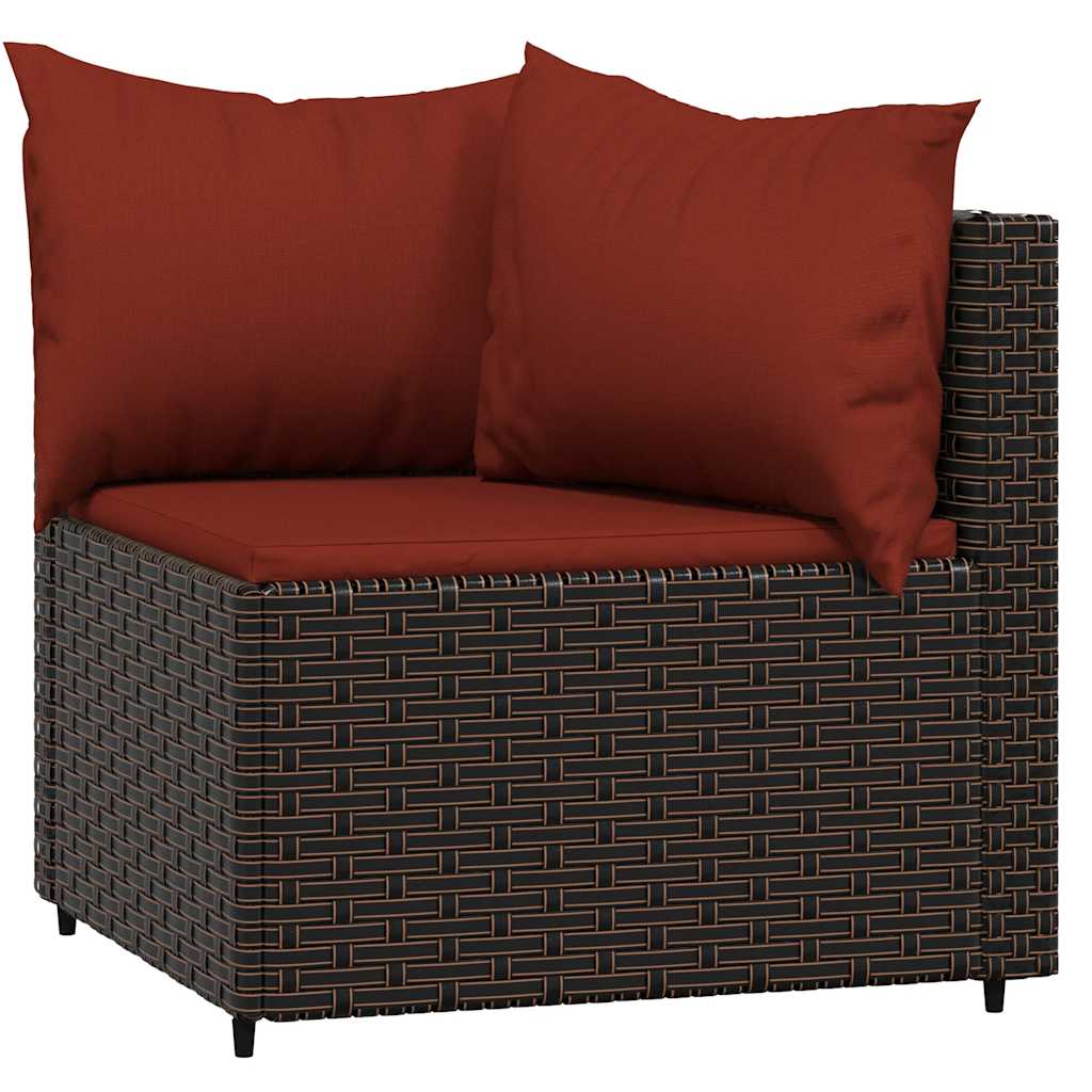 Thumbnail - vidaXL Garten-Ecksofas mit Kissen 2 Stk. Braun Poly Rattan