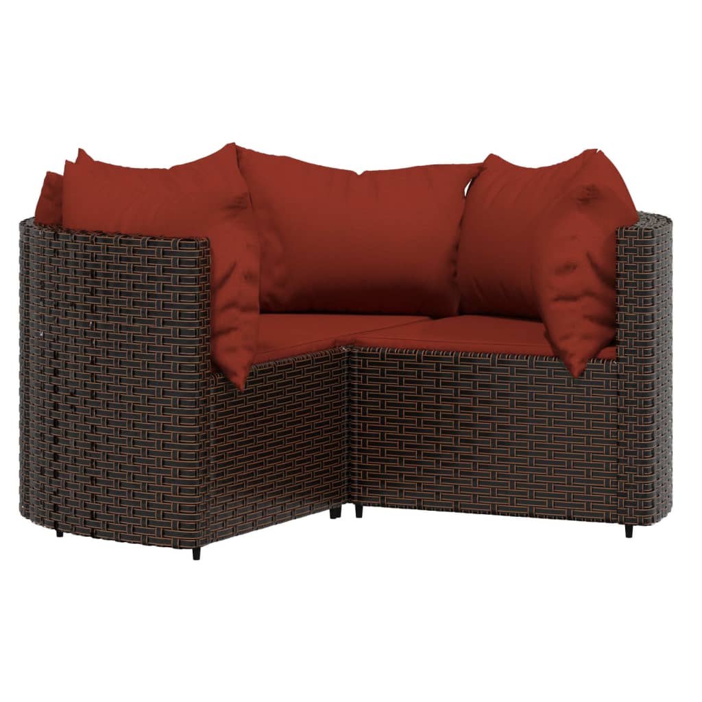 vidaXL 4-delige Loungeset met kussens poly rattan bruin afbeelding