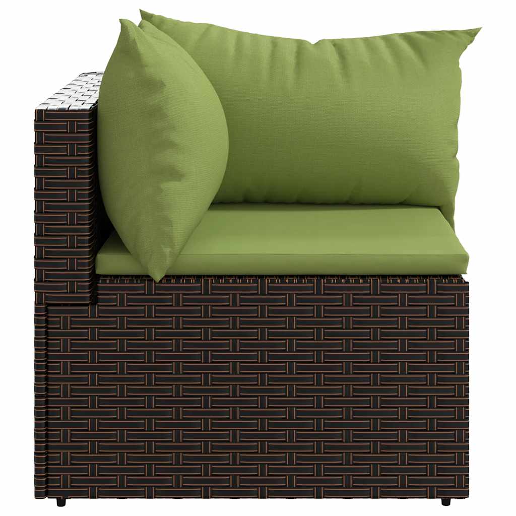 vidaXL Tuinhoekbank met kussens poly rattan bruin afbeelding