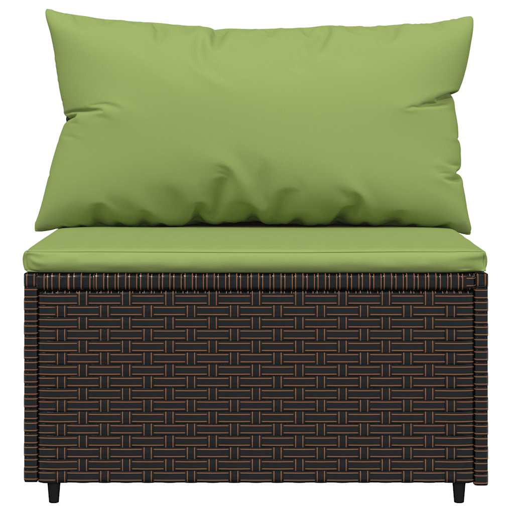 vidaXL Tuinmiddenbank met kussens poly rattan bruin afbeelding